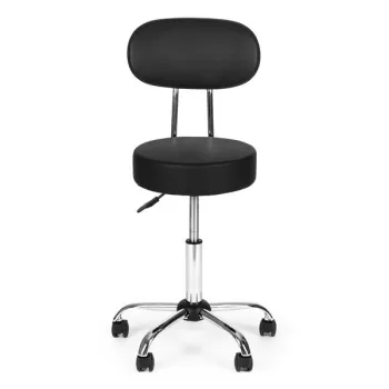 Stołek obrotowy z oparciem taboret kosmetyczny medyczny fotel regulowany czarny ModernHome-1275669
