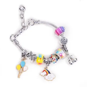 Zestaw do robienia bransoletek naszyjników charmsy koraliki 66 elementów + organizer i torba-1276007