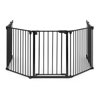 Bramka kojec barierka ochronna dla dzieci i zwierząt 5 paneli 60 cm metal czarny ECOTOYS-1273793