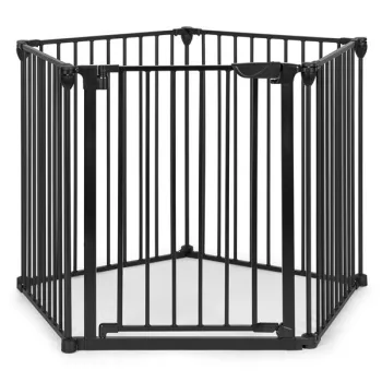 Bramka kojec barierka ochronna dla dzieci i zwierząt 5 paneli 60 cm metal czarny ECOTOYS-1273796