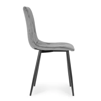 Komplet 4 krzeseł krzesło pikowane welurowe do jadalni i salonu szare ModernHome-1271164
