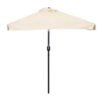 Prostokątny duży parasol ogrodowy skośny łamany z korbą beżowy 200x140 cm MultiGarden-1271543