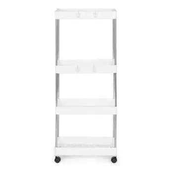 Plastikowy regał łazienkowy z 4 półkami kółka biały ModernHome-1271102