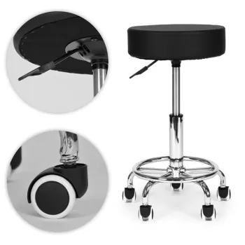 Stołek obrotowy taboret kosmetyczny medyczny fotel regulowany czarny ModernHome-1275654