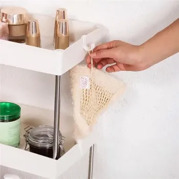 Plastikowy regał łazienkowy z 4 półkami kółka biały ModernHome-1271108