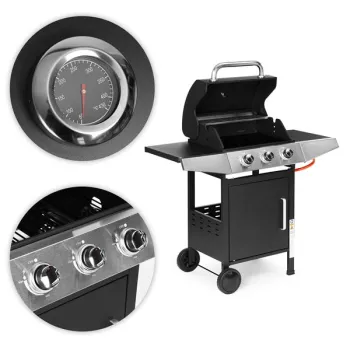 Grill gazowy ogrodowy 10.2 kW duży ruszt 3 palniki termometr reduktor MultiGarden-1274665
