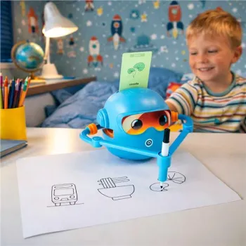 Zabawka interaktywna edukacyjna robot nauka rysowania fiszki mazaki niebieski-1279500