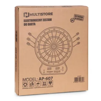 Elektroniczna tarcza do darta gry w rzutki lotki tablica LCD 42 cm 27 gier zestaw 12 rzutek-1277264