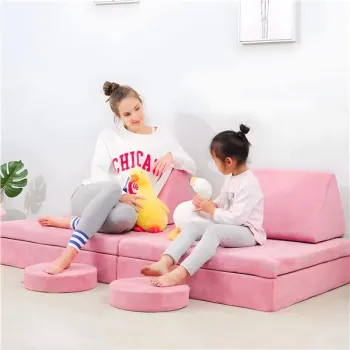 Fotel modułowy dla dzieci DIY 8 miękkich poduch składany - rożowy ECOTOYS-1272459