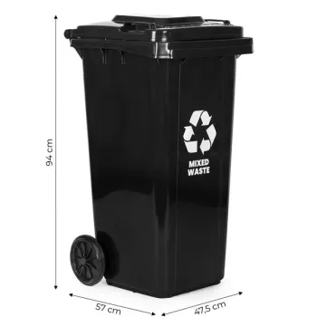 Kosz na śmieci pojemnik 120L kubeł śmietnik czarny odpady zmieszane gumowe koła-1276028