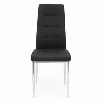 Zestaw 4 krzeseł do salonu jadalni proste pikowane krzesło chromowane nogi czarne-1273185