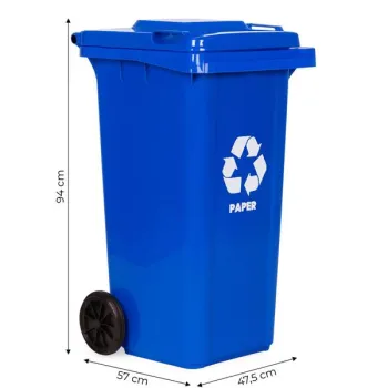 Kosz na śmieci pojemnik 120L kubeł śmietnik niebieski makulatura gumowe koła-1276048