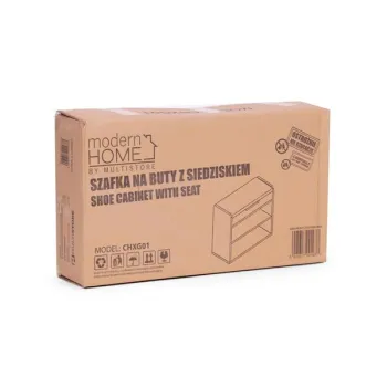 Szafka na buty z otwieranym siedziskiem 2 półki biała ModernHome-1271419