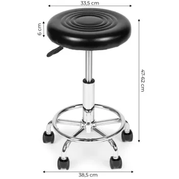 Stołek obrotowy taboret kosmetyczny medyczny fotel regulowany czarny ModernHome-1275715