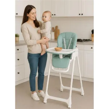 Krzesełko fotelik do karmienia regulacja wysokości ekoskóra pasy podwójna tacka ECOTOYS-1271177