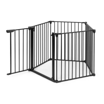 Bramka kojec barierka ochronna dla dzieci i zwierząt 5 paneli 60 cm metal czarny ECOTOYS-1273795