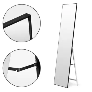 Duże lustro stojące 159 cm aluminium czarna rama  ModernHome-1272707