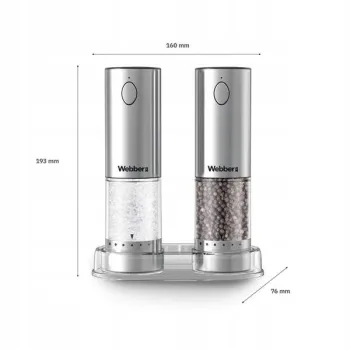 Elektryczny młynek do soli i pieprzu akumulatorowy USB zestaw 2 sztuki regulacja mielenia podświetlenie-1276384