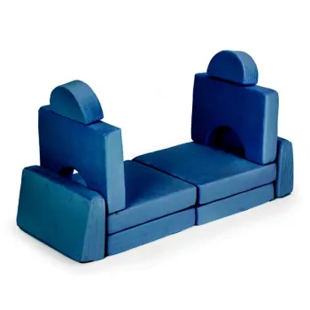 Sofa składana modułowa dla dzieci duża 2-osobowa DIY 10 miękkich poduch - niebieska ECOTOYS-1276142