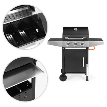Grill gazowy ogrodowy 10.2 kW duży ruszt 3 palniki termometr reduktor MultiGarden-1274666