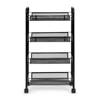 Regał organizer pomocnik do kuchni łazienki metalowy 4 półki kółka czarny ModernHome-1273079