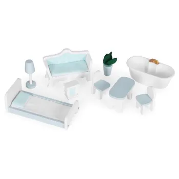Domek dla lalek Alice 3 piętra 4 pomieszczenia komplet 9 mebelków ECOTOYS-1275151