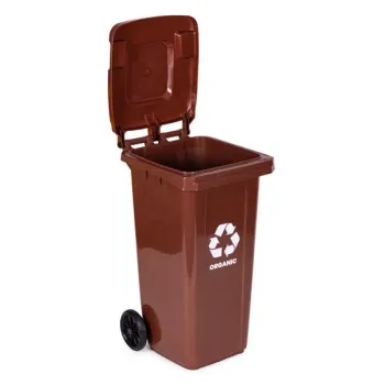 Zestaw 2 koszy na śmieci pojemniki 2x120L czarny brązowy odpady zmieszane BIO gumowe koła-1276281