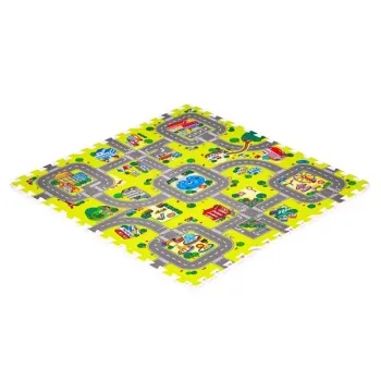 Mata piankowa dla dzieci miasto 9 elementów 90,5x90,5 cm IPLAY-1271995