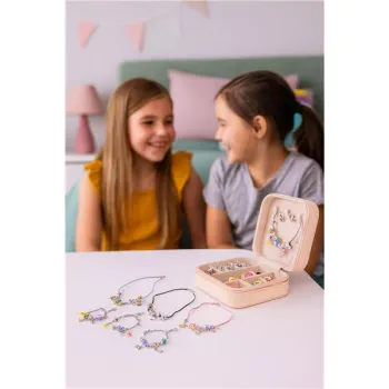 Zestaw do robienia bransoletek naszyjników charmsy koraliki 66 elementów + organizer i torba-1276002