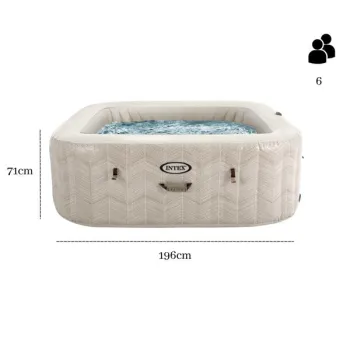 Nadmuchiwane SPA kwadratowe basen z hydromasażem 6 os. 196x71 cm akcesoria premium INTEX 28472-1274433