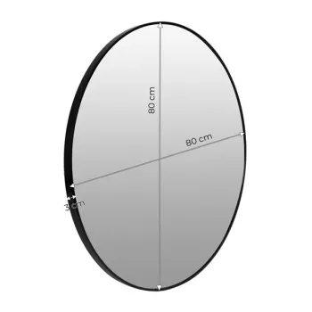 Okrągłe lustro ścienne 80 cm wiszące nowoczesne czarna rama aluminium ModernHome-1272673