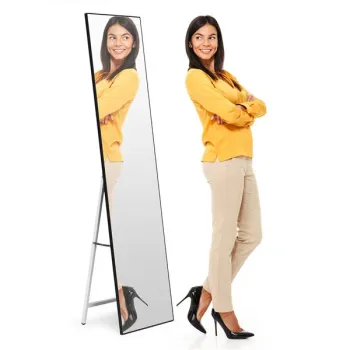 Duże lustro stojące 159 cm aluminium czarna rama  ModernHome-1272708