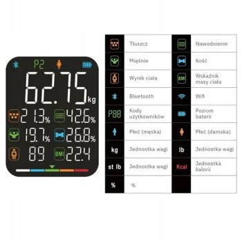 Waga łazienkowa analityczna 15 parametrów Apple Health Google Fit SCALA WEBBER-1272739