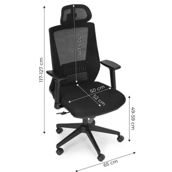 Fotel biurowy obrotowy ergonomiczny regulacja wysokości czarny ModernHome-1276908