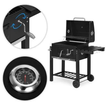 Grill węglowy duży ogrodowy z pokrywą termometr półki koła dmuchawa gratis-1274151