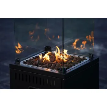 Ogrzewacz gazowy promiennik grzejnik 13 kW szklany na ogród patio reduktor kamienie wulkaniczne pokrowiec MultiGarden-1