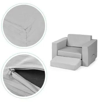 Fotel modułowy dla dzieci DIY 8 miękkich poduch składany - szary ECOTOYS-1272476