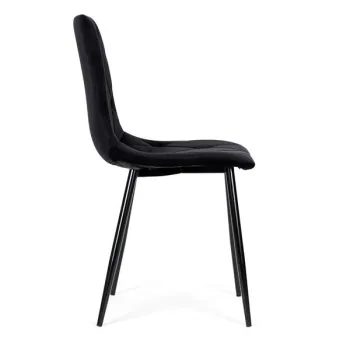 Komplet 4 krzeseł krzesło pikowane welurowe do jadalni i salonu czarne ModernHome-1271131