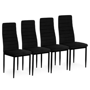 Krzesła z wyprofilowanym oparciem- VELVET CZARNE - 4 sztuki-1274601