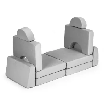 Sofa składana modułowa dla dzieci duża 2-osobowa DIY 10 miękkich poduch - szara ECOTOYS-1272511