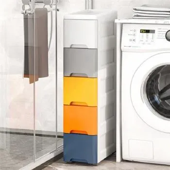 Regał z 5 wysuwanymi szufladami nogi z kółkami ModernHome-1270523