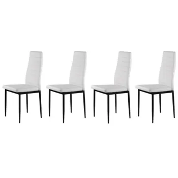 Zestaw 4 krzeseł do salonu jadalni z ekoskóry wyprofilowane oparcie białe-1273194