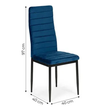 Krzesła z wyprofilowanym oparciem- VELVET NIEBIESKI - 4 sztuki-1274630