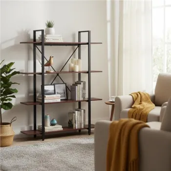 Regał loftowy industrialny do salonu biura 4 półki metalowa rama ModernHome-1276652