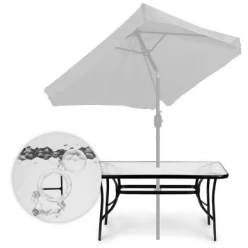 Stół ogrodowy 160x90 cm szkło hartowane duży blat na taras ogród otwór na parasol MultiGarden-1274239
