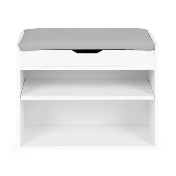 Szafka na buty z otwieranym siedziskiem 2 półki biała ModernHome-1271418