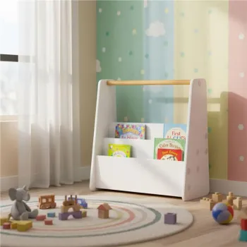 Biblioteczka dziecięca Montessori regał na książki organizer 2 poziomy biały ECOTOYS-1276931