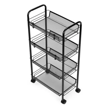 Regał organizer pomocnik do kuchni łazienki metalowy 4 półki kółka czarny ModernHome-1273081
