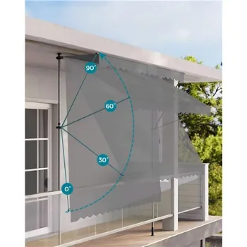 Markiza przeciwsłoneczna balkonowa 300x120 cm regulacja wysokości wodoodporna korbka ręczna szara MultiGarden-1274488