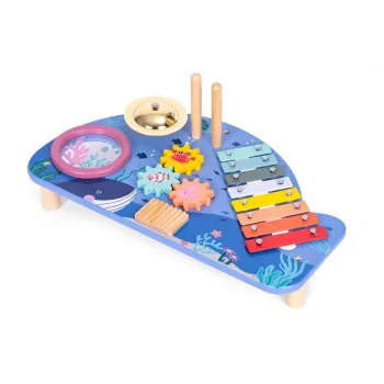 Stolik z instrumentami stół muzyczny cymbałki talerz perkusyjny tarka motyw morski ECOTOYS-1273246